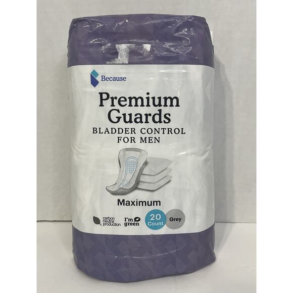 Because Premium Guards Men’s Bladder Control Pads Maximum – 2 Packs (40 Total) - Picture 2 of 3